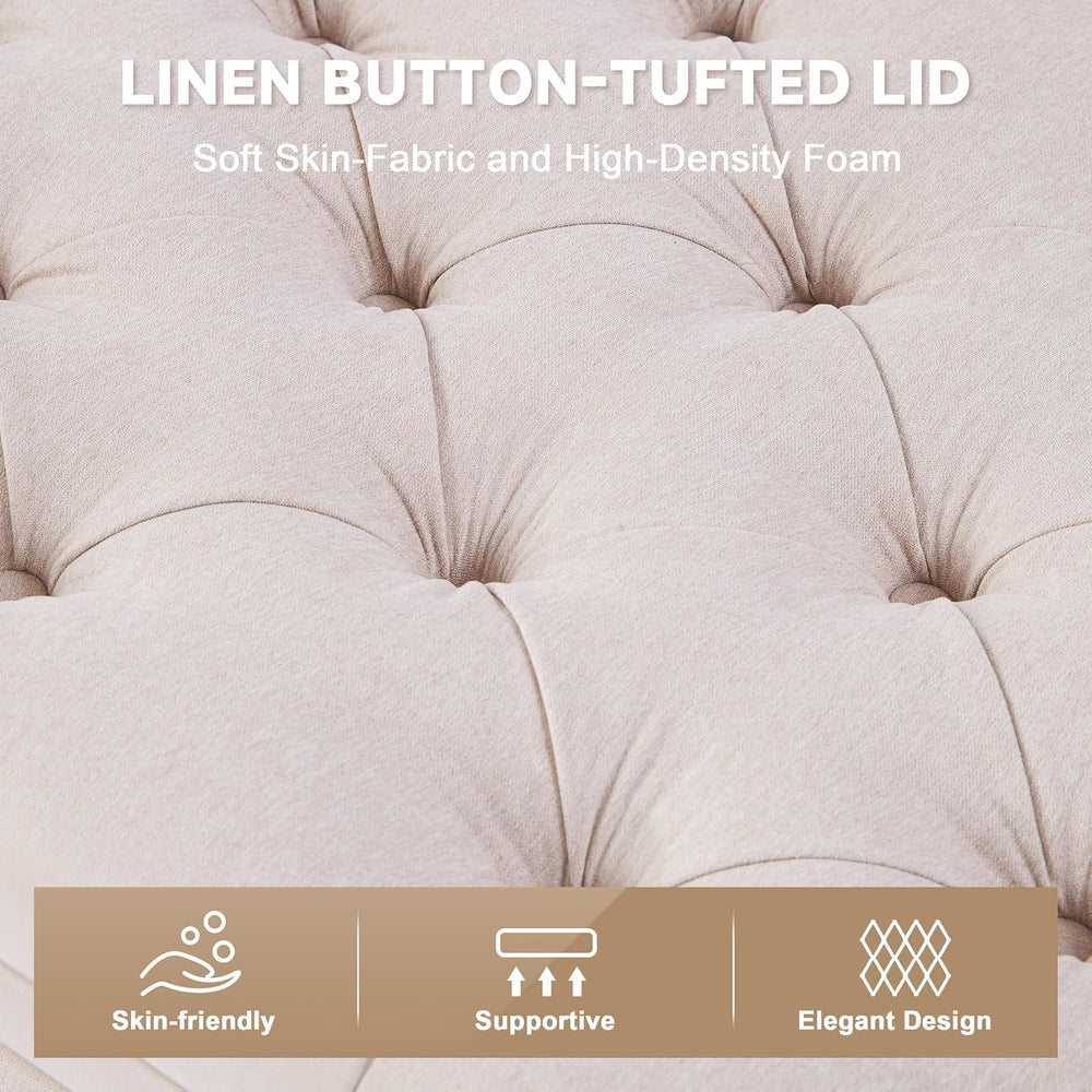 Mangodan 50 Inch Large Storage Ottoman, Tufted Ottoman with Storage | End of ...