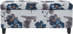 Christopher Knight Home Nesbit Living Room Ottoman with Storage, Entryway Fabric Upholstered Storage Ottoman Bench, Rectangular Sofa Foot Stool, Bedroom End of Bed Bench, Blue Flower+White