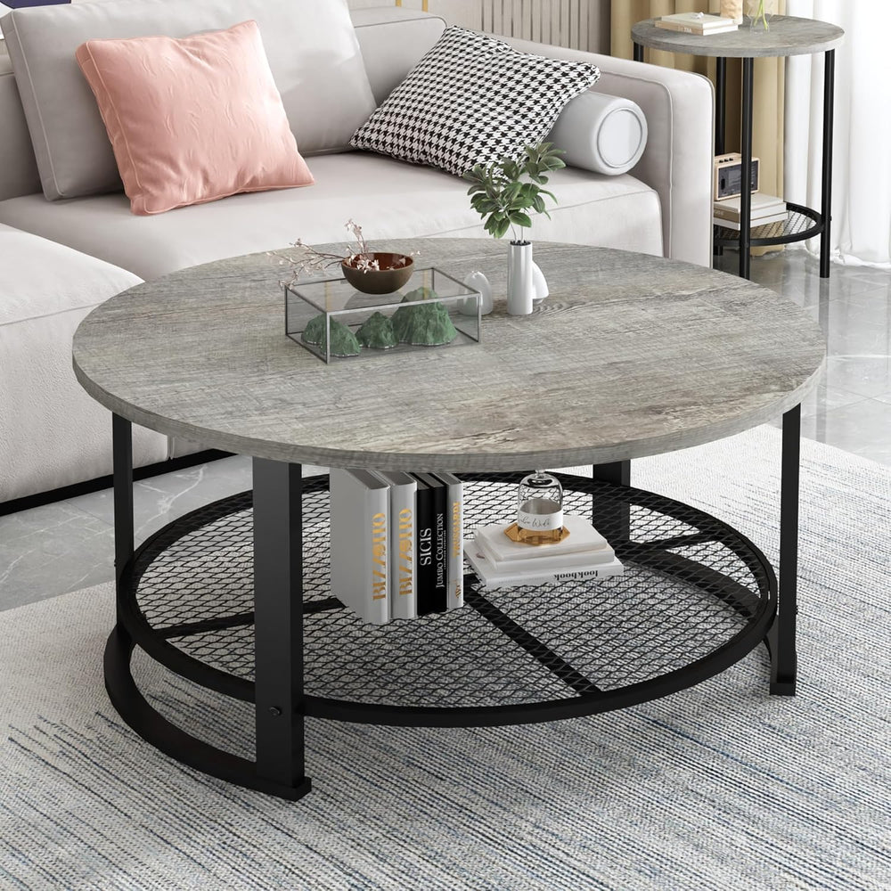 DKLGG 3-Piece Coffee Table and End Table Sets for Living Room, Round Coffee T...