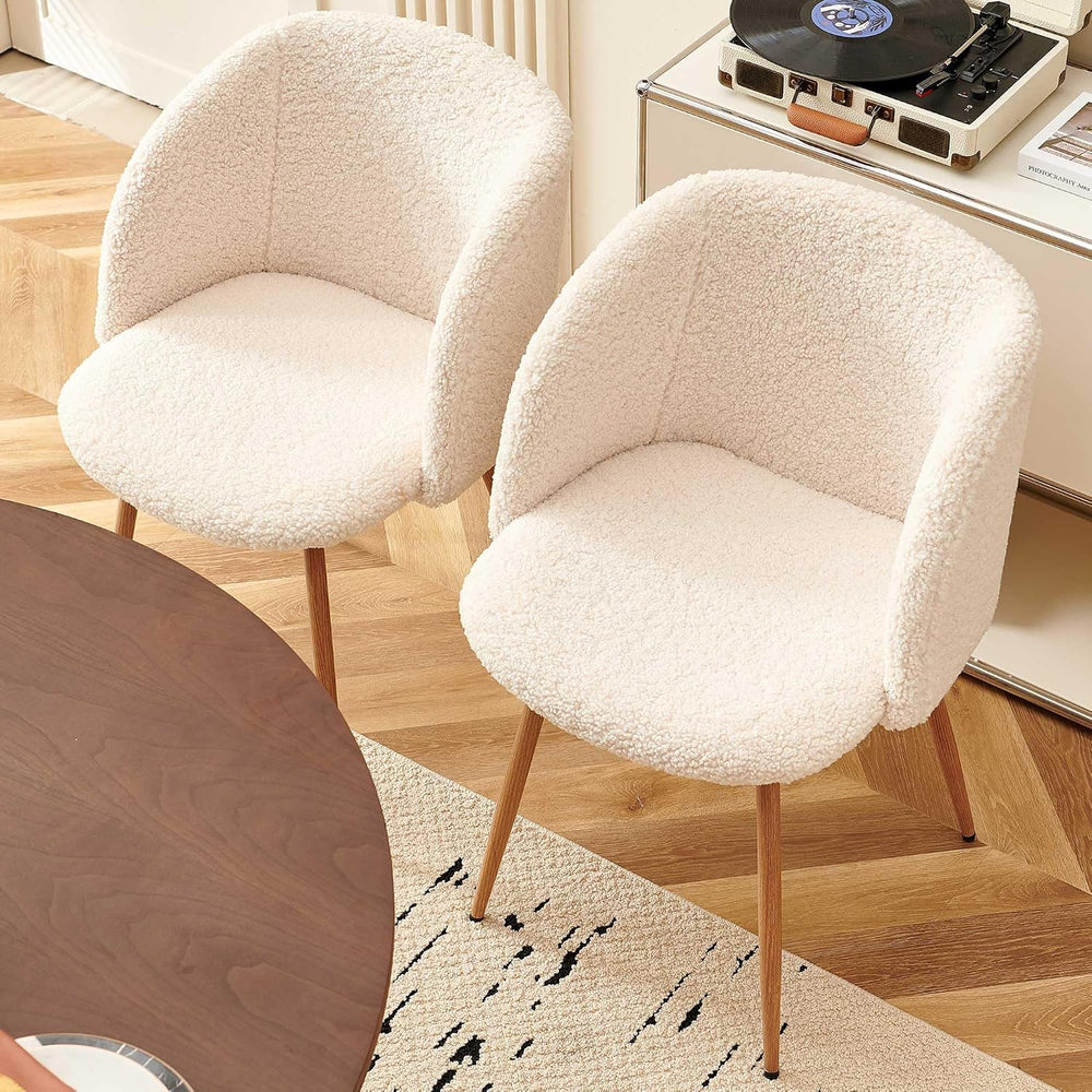 Homedot Dining Chairs Set of 6, Upholstered Sherpa Kitchen Chairs with Curved...