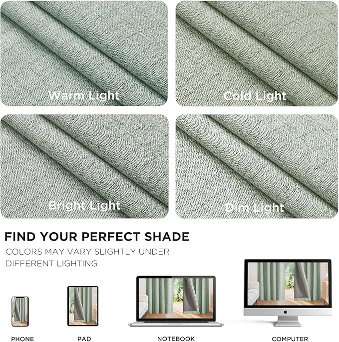 Joydeco Blackout Curtains for Bedroom - 96 Inch Long 100% Light Blocking 2 Panels Sage Green Drapes, Thermal Insulated Room Darkening Curtains, Linen Textured for Living Room, Rod Pocket & Back Tabs