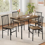 Vipbear Kitchen Dining Table Set for 4, 5-Piece Kitchen Table Set with 1.6“ Thick Tabletop,Dining Room Table Sets,Kitchen Table Set with 4 Chairs for Small Space, Dinette,Apartment,Retro Brown