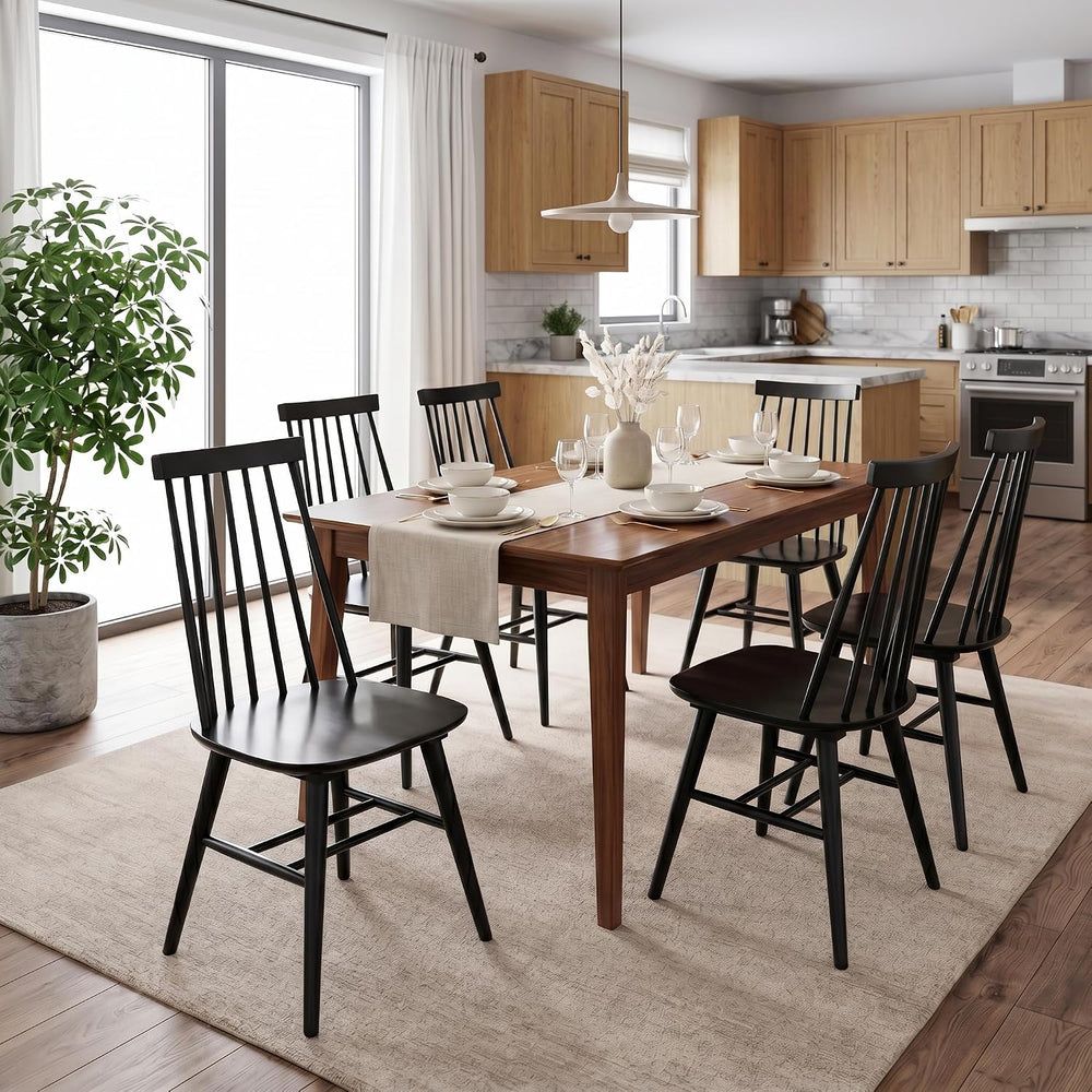 DUHOME Windsor Dining Chairs Set of 6 Wood Dining Room Chair Slat Back Kitche...
