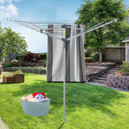 JS HANGER Collapsible 4-arm Rotary Outdoor Umbrella Drying Rack Metal Clothes Dryer Clothesline with 131ft Drying Space