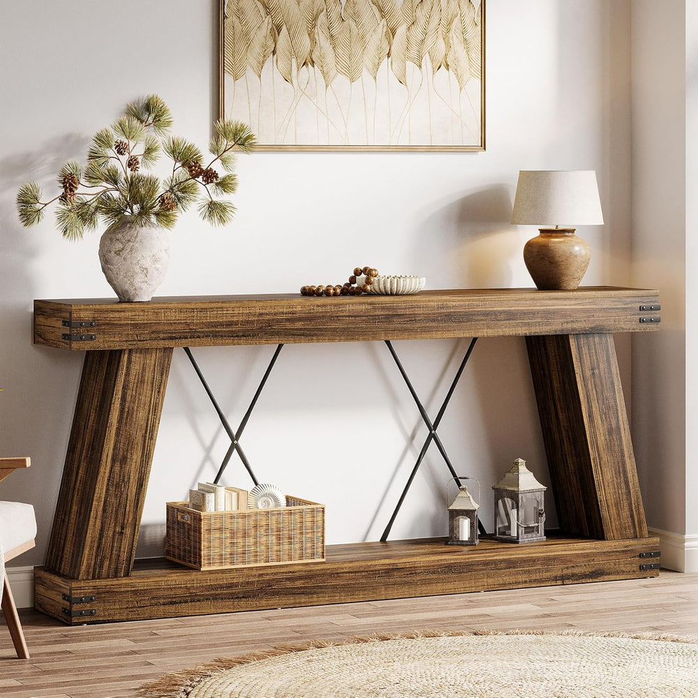 Tribesigns 70.9" Farmhouse Console Table, Long Sofa Table Behind Couch w...