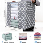 WISELIFE Storage Bags 4 Pack/100L Large Blanket Clothes Organization and Storage Containers for Comforters,Bedding, Foldable Organizer with Reinforced Handle, Clear Window, Sturdy Zippers,Light Gray