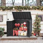 Outdoor Storage Shed 36 Cu. Ft. Resin Garden Horizontal Storage Extra Large Capacity Weather Resistant Storage Box, Lockable Resin Waterproof Shed, Black
