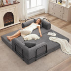 IDEALHOUSE 79" Convertible Futon Sofa Bed, Boneless Couch for Living Room | Folding Corduroy Sleeper Sofa, Modular Pull Out Couch with Pillows, Loveseat,No Assembly | Gray