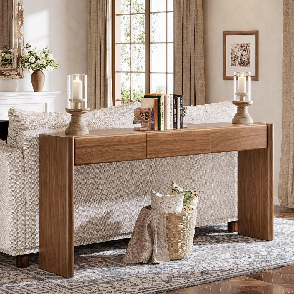 Tribesigns Console Table with 3 Drawers, 70.9" Wooden Entryway Table Beh...