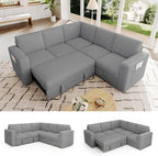 83.5" Sectional Sleeper Sofa with Pull Out Couch, Modern 5 Seat L Shaped Modular Couch, Sectionals Modular Sofa with Storage, Comfy Corduroy Couches Sectional for Living Room & Apartment, Gray