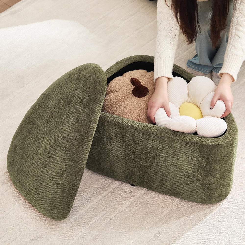 ONEVOG Storage Ottoman with Removable Lid, Modern Multifunctional Chenille Up...