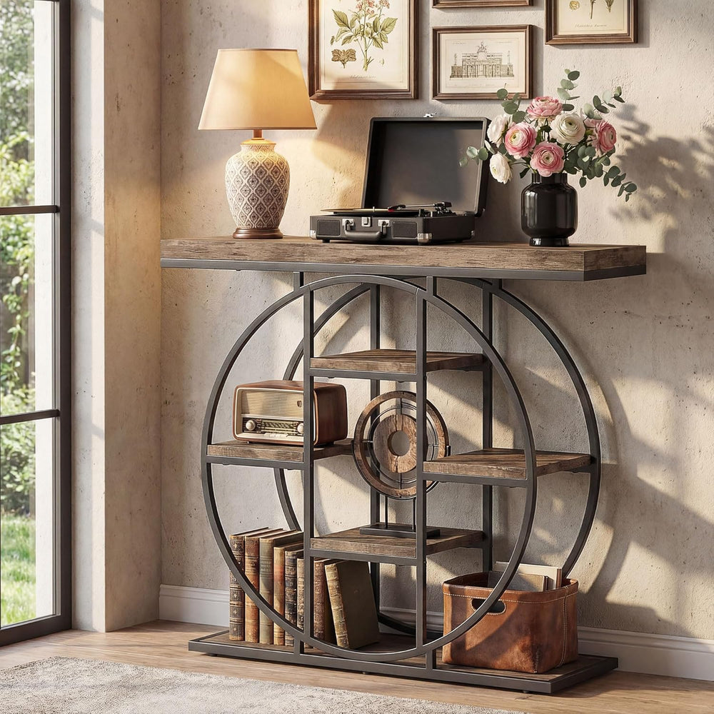 HOMCOM Entryway Table, 39.4" Console Sofa Table with Storage Shelves and...