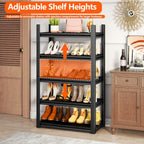 Storage Shelves, Garage Metal Shelving Unit, Adjustable, Double-Layer Column with Reinforced Ribs, Heavy-Duty, Capable of Bearing 600-3600 lbs (Black, 47''W*24''D*54''H, 4-Tier)