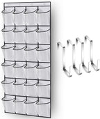 MISSLO Over The Door Shoe Organizer 24 Large Mesh Pockets, White