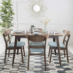 Christopher Knight Home Idalia 50" Rectangular Dining Set, 5-Pcs Set, Natural Walnut / Mint