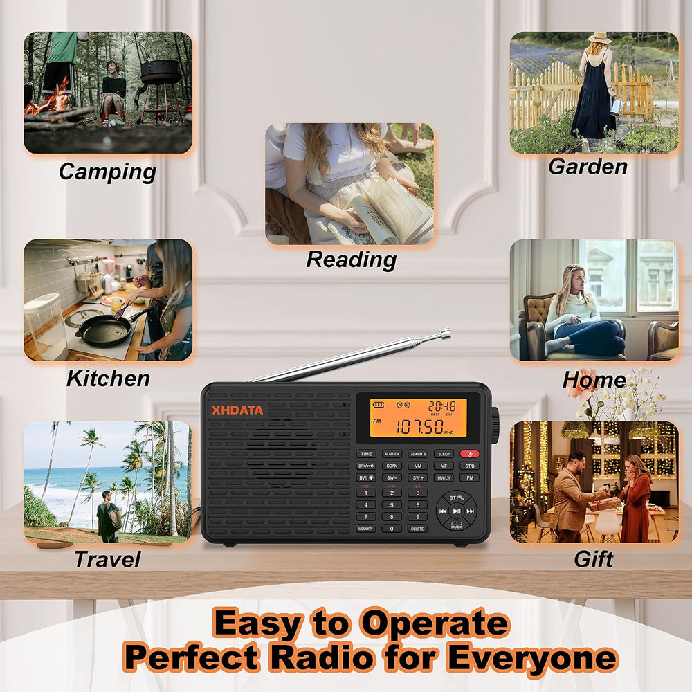 XHDATA D109 Portable Radio AM FM SW LW Shortwave Receiver Good Reception