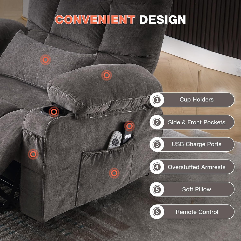 MAHOMICO Power Lift Recliner Chair for Elderly with Vibration Massage and Lum...