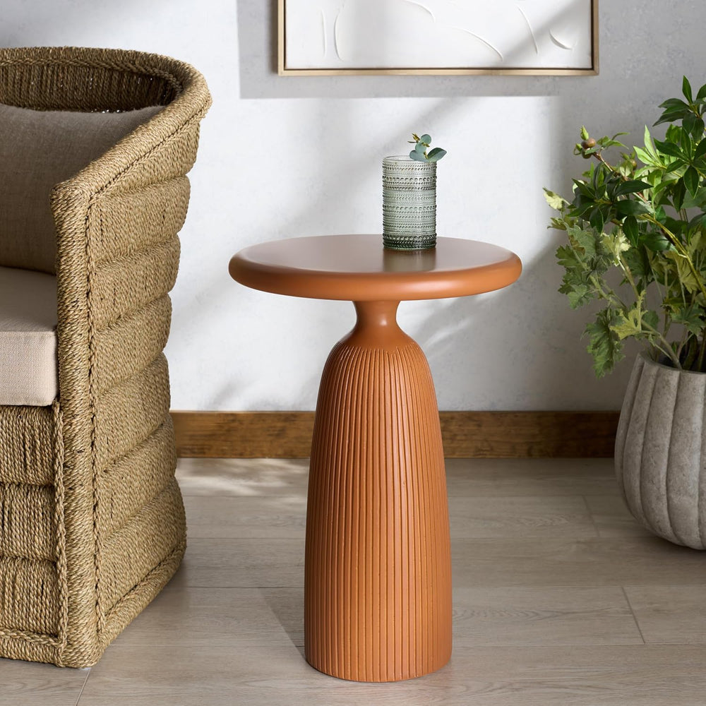 SAFAVIEH Couture Collection - Oskar Brown Concrete Accent Table, Round Modern...
