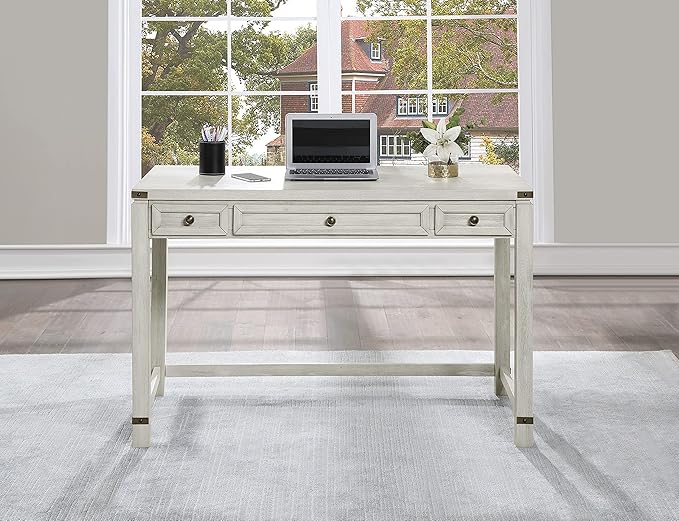 OSP Home Furnishings Baton Rouge Traditional Home Office Writing Desk, Champagne Oak