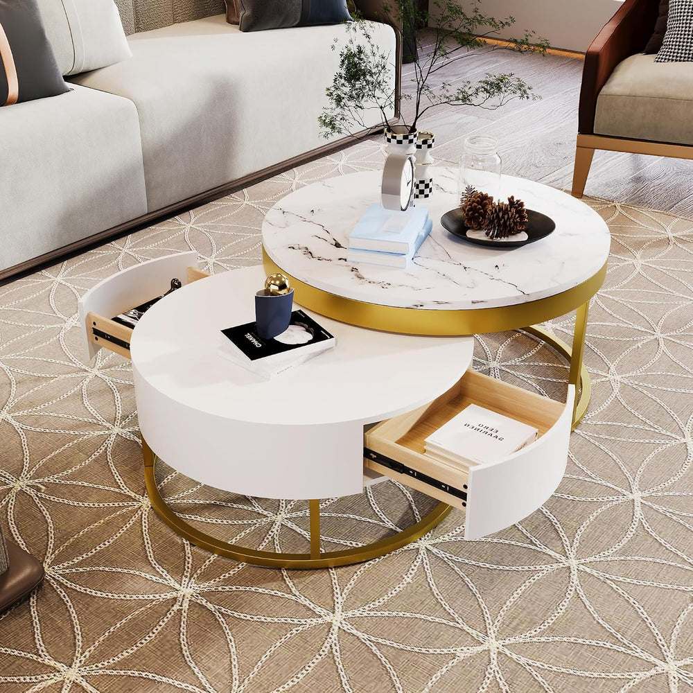 32" Space Saving Nesting End Table, Nesting End Tables with Storage Draw...