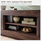 OKD Modern 70" TV Stand, Entertainment Center for TVs Up to 80", Media Console with Large Open Storage & Side Cabinets, Thick Wood Design for Living Room, Dark Walnut