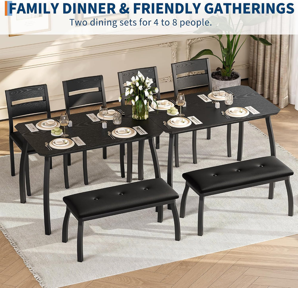 IDEALHOUSE 43'' Dining Table Set for 4, Wooden Kitchen Table with Uph...