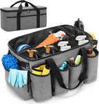 Detailing Bag with Polisher Carry Bag, Large Detail Car Care Box for Auto Detailing Supplies, Car Wash Caddy & Trunk Organizer for Buffer Bottle Towel & Cleaning Kit, Gray, Patent Design