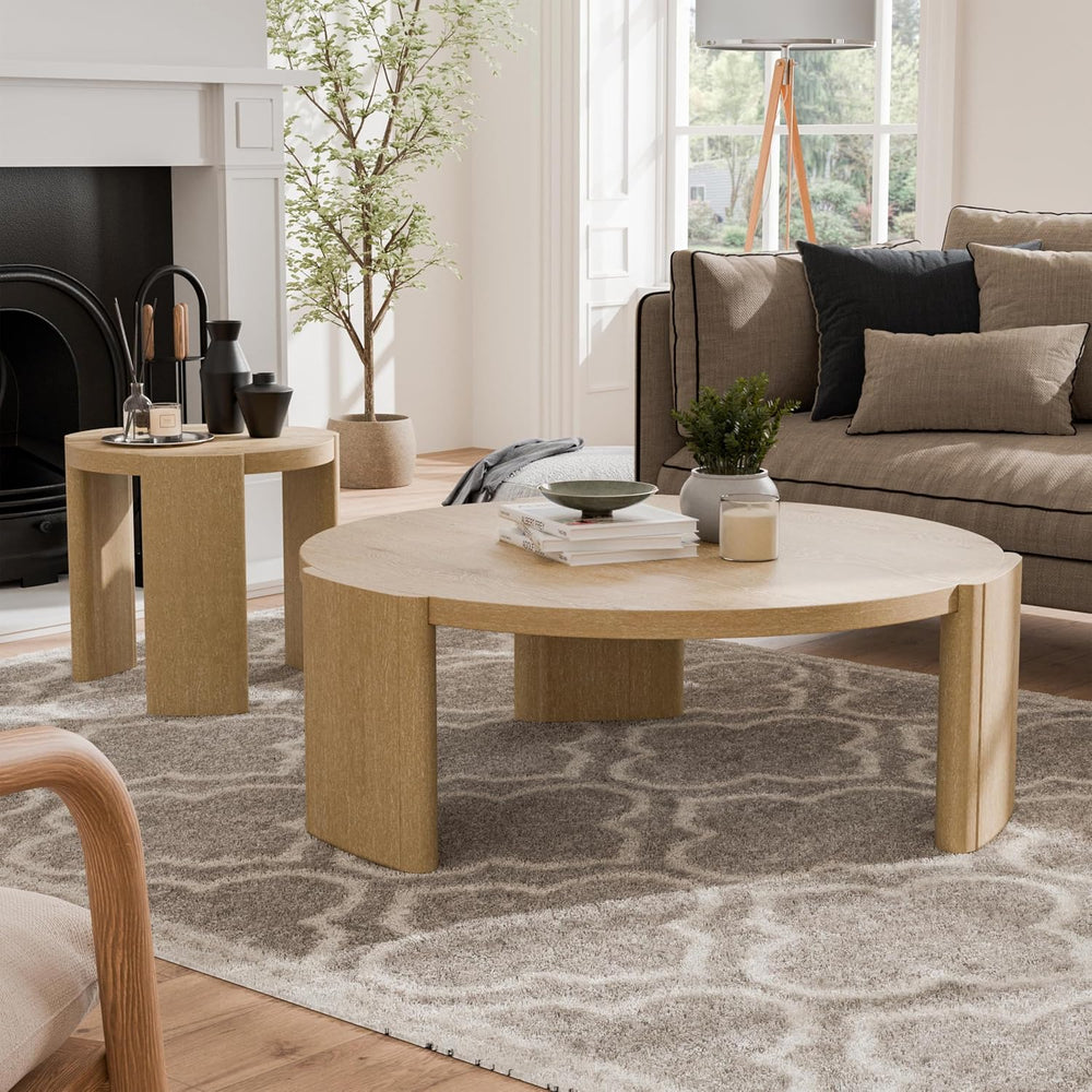 Furniture of America Carys Modern Solid Wood 2-Piece Coffee Table and End Tab...