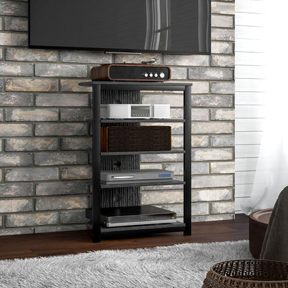 HOMCOM Media Stand with 4-Tier Audio Rack, AV Media Corner Shelf, Black