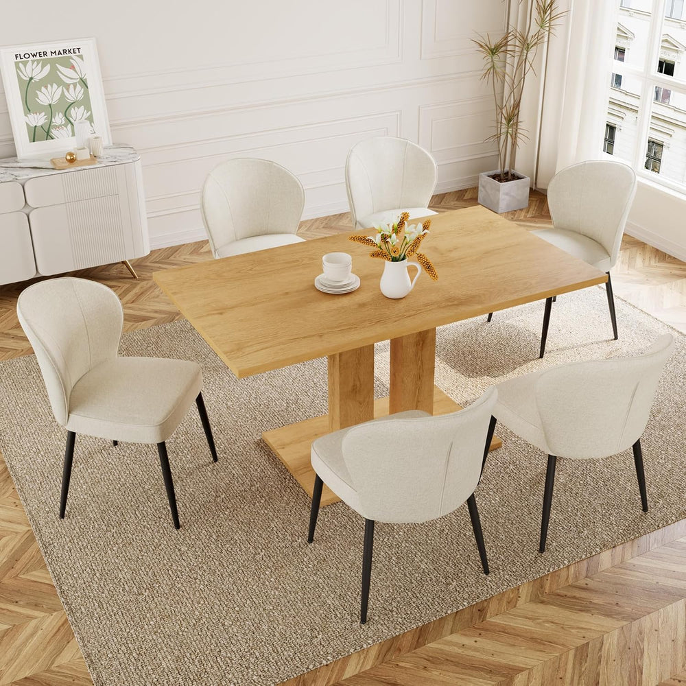 Dining Table Set for 4-6 People, 46 Inch Modern MDF Oak Kitchen Table with 4 ...