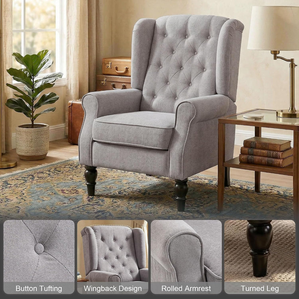 HOMCOM Comfy Accent Chair for Living Room, Wingback Armchair, Gray