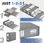 Furnhome Bed Sheet Organizers and Storage 3 Pack, Foldable Linen Closet Organizer Box with Clear Window, Labels & Reinforced Handles, Stackable Space Saving Bedding Storage for King Queen Sheet Set