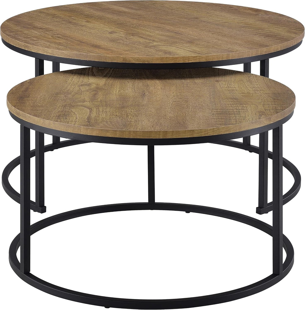 35" Textured Mango Wood Nesting End Table, Nesting End Tables with Open ...