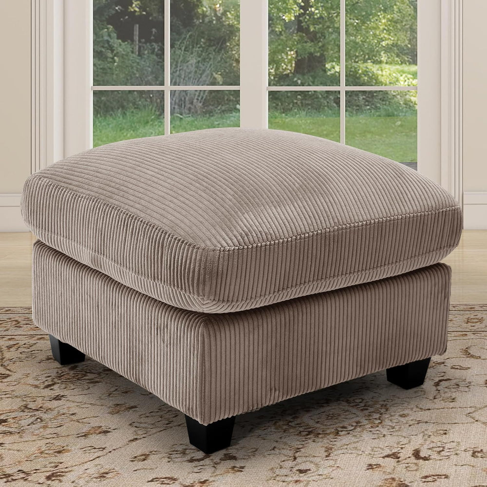 HAOMARKETS Corduroy Sofa Set, Upholstered Ottoman Footrest, Modern Living Roo...