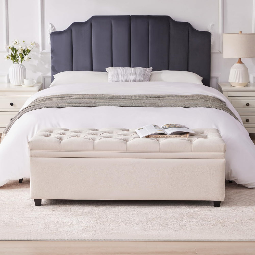Mangodan 50 Inch Large Storage Ottoman, Tufted Ottoman with Storage | End of ...