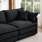 Ball & Cast 3 Seater Modular L Shaped Sectional Sofa with Movable Ottoman and 4 Pillows,Comfy Cloud Couch W/Deep Seat,DIY Combination,Chenille Upholstered Sofa for Living Room,Apartment,Black,105"