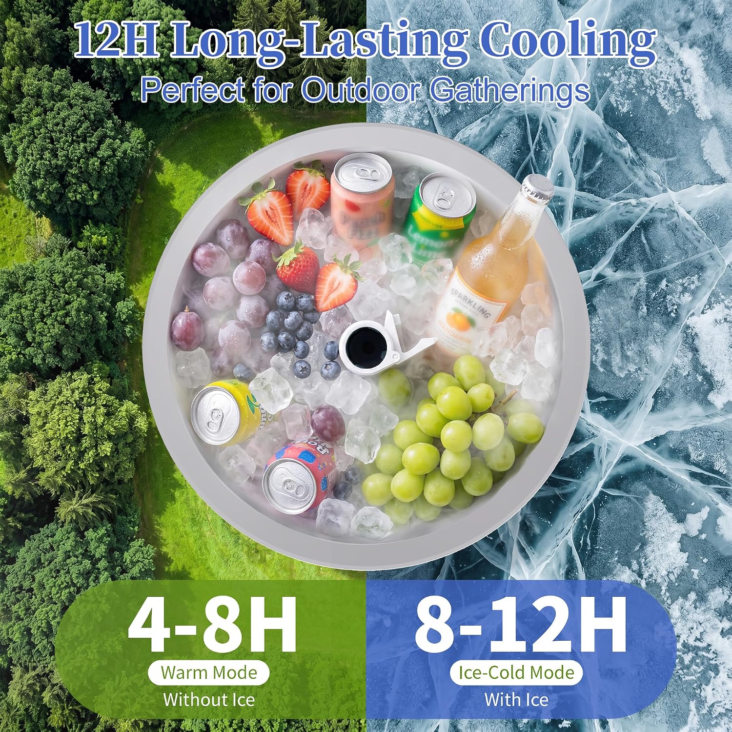 EFU Cooler Tables, 15 Gallon Cooler Bar Tables, Keeps Cold 12H | Multi-Functional Outdoor Cool Bar for Drinks Beer & Wine, with Drain Plug, Patio Furniture for Backyard, Pool, BBQ, Party
