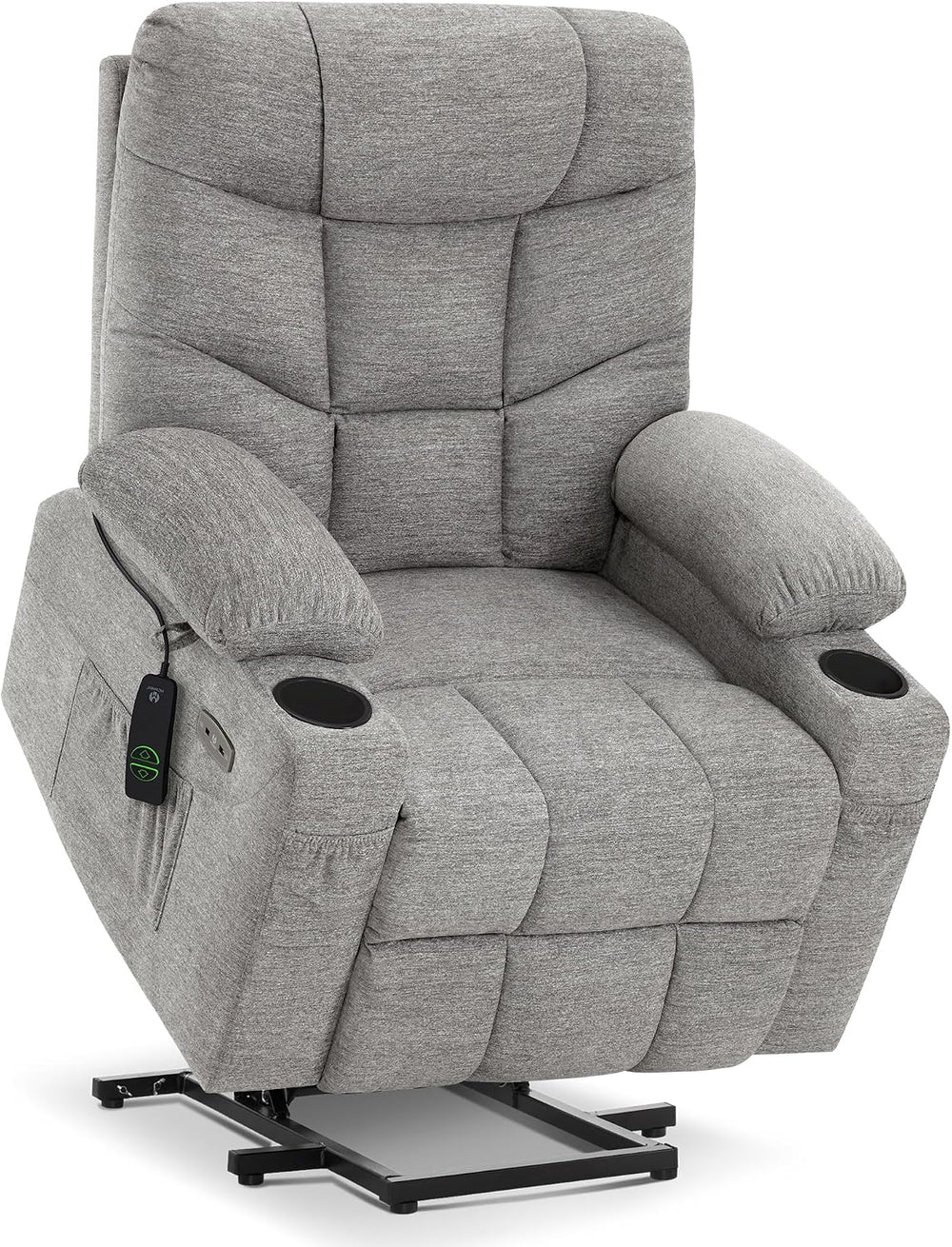 MCombo Power Lift Recliner for Elderly, Fabric 7287 (Light Grey, Medium)