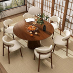 Kitchen Dining Chairs Set of 4 Modern Upholstered Leather Farmhouse Dining Room Chair with Metal Legs, Walnut/Beige