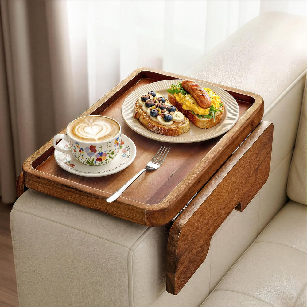 Tidita Wood Sofa Armrest Tray, Foldable Couch Arm Table, 13.75" x 9.5&qu...
