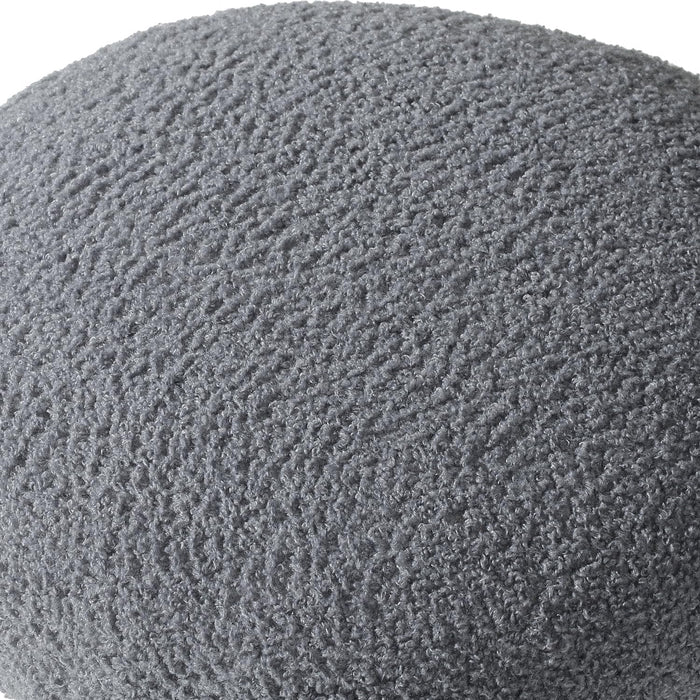 Mushroom Ottoman, 18” Boucle Foot Stool for Living Room & Bedroom, Cute Vanity Stool, Accent Footrest for Entryway, No Assembly Required, Gray
