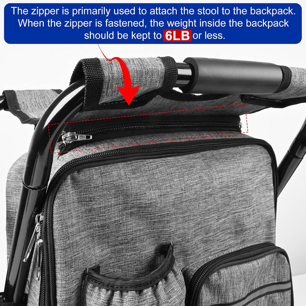 Backpack Stool Cooler Chair Heavy Duty 200 LBS Max Load Portable Lightweight ...
