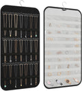 Hanging Jewelry Organizer Storage, 40 Pockets 36 Hooks Necklace Earring Bracelet Ring Organizer, Double - Sided Design, Black and White