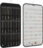 Hanging Jewelry Organizer Storage, 40 Pockets 36 Hooks Necklace Earring Bracelet Ring Organizer, Double - Sided Design, Black and White