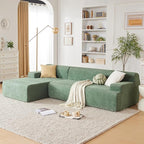 107" Modular Sectional Cloud Couch, Boneless couches Sponge sectionals for Living Room, High Density Sponges Sofa, Modular L-Shape with Chaise, Green