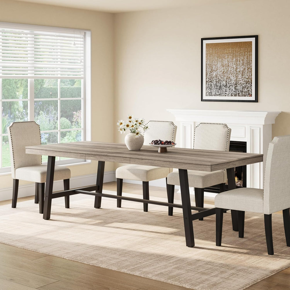 GarveeHome Industrial Dining Table for 8-10 People, 86.61" Long Kitchen ...