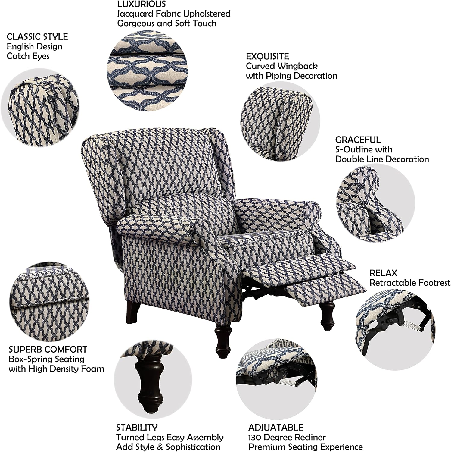 Rosevera Leavitt Living Room Chairs with Padded Seat Sleeper Comfy for bedrooms Lounge Chaise