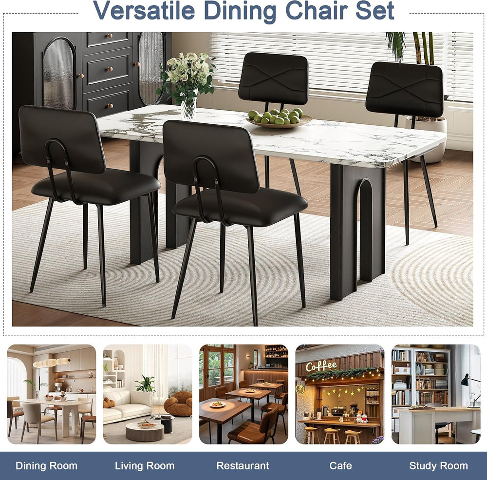 VECELO Dining Chairs Set of 2, Modern Upholstered Kitchen Chairs with Faux Le...