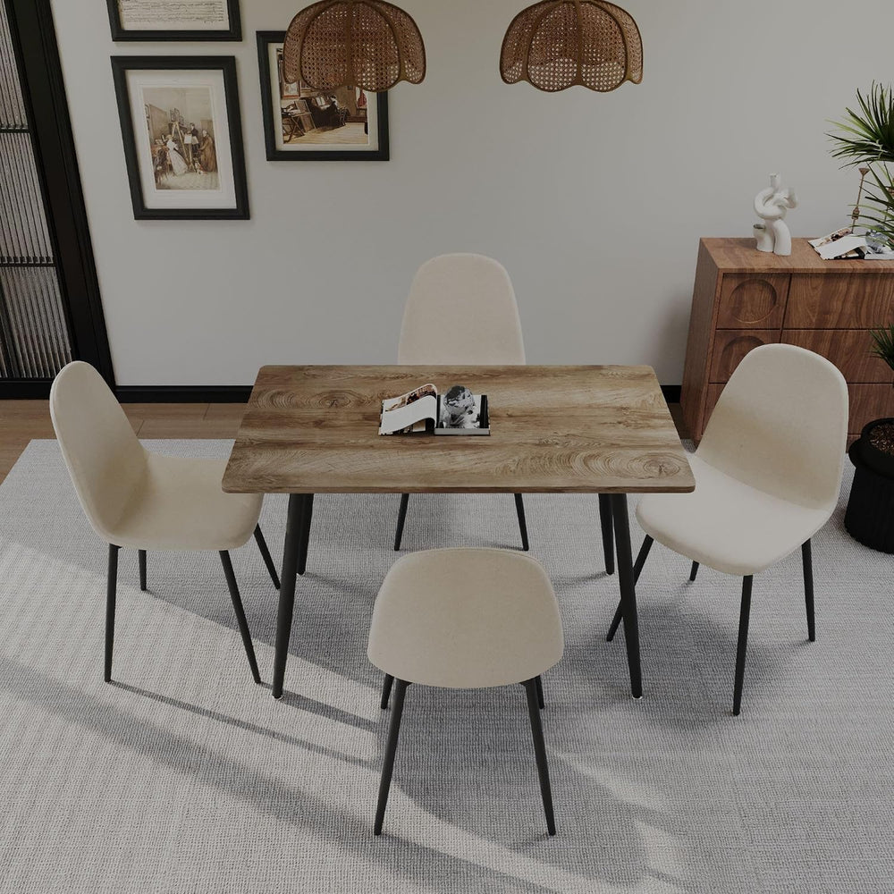 Small Dining Table Set for 4, Modern Kitchen Table Set for 4, 5 Piece Wooden ...