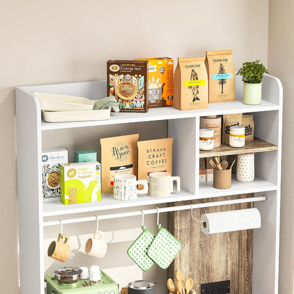 71" Kitchen Pantry Storage Cabinet, Microwave Stand with Storage & B...